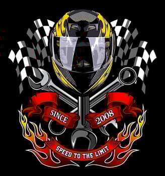 racing helmet and checkered flag vector