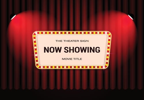 Vintage Curtain with Retro Cinema and Spotlights vector