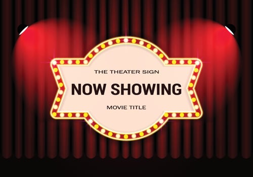 Vintage Curtain with Retro Cinema and Spotlights vector