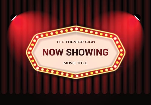 Vintage Curtain with Retro Cinema and Spotlights vector