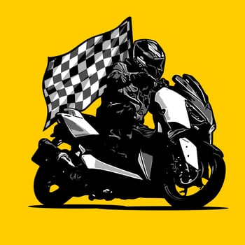 automatic scooter with flag vector