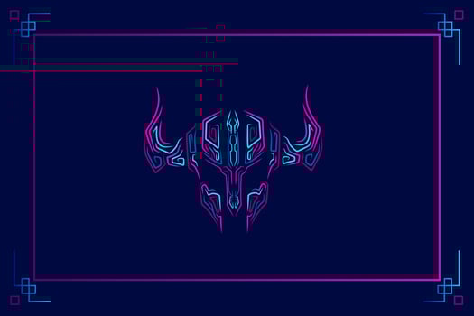 Viking barbarian neon line art colorful logo design. Abstract vector illustration. Medieval graphic.