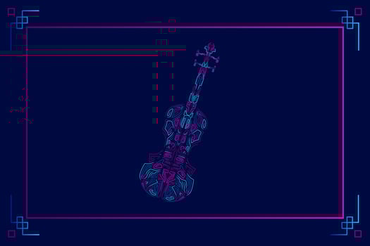 Violin neon line art colorful logo design. Abstract vector illustration.