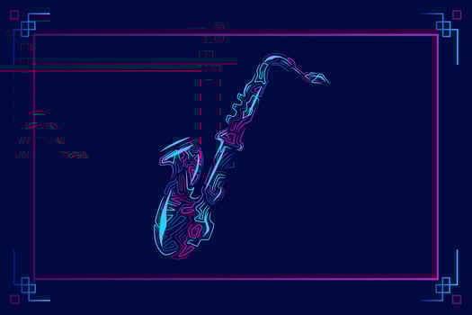 Saxophone line art colorful logo design. Abstract vector illustration.