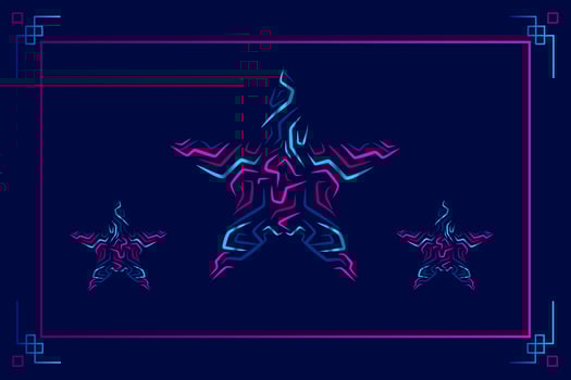Christmas Star Neon Line art colorful logo design. Abstract vector illustration. Happy new year graphic.