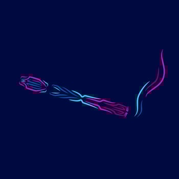 Cigarette logo line neon art portrait colorful design with dark background. Abstract vector illustration