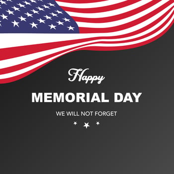 Happy memorial day. Greeting card with flag and soldier on background. National American holiday event. vector illustration