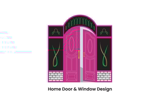 Elegant Home Door and Window Design to design your home vector