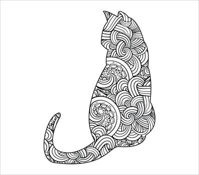 Cute cat mandala coloring vector illustration design.