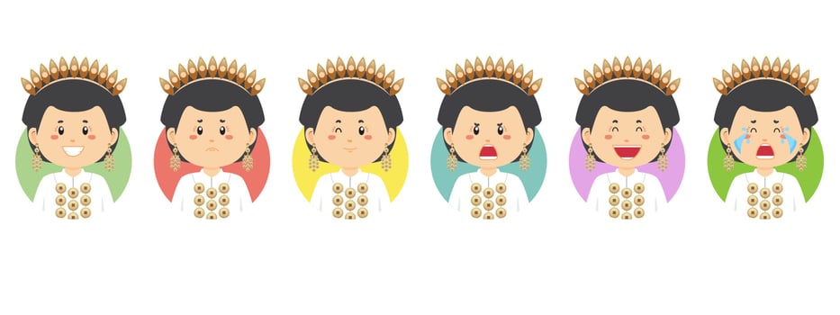 Indonesia Avatar with Various Expression vector