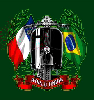 scooter france and brazil flag vector