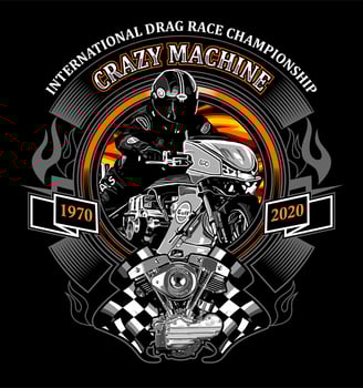 v twin engine with dragrace racer vector