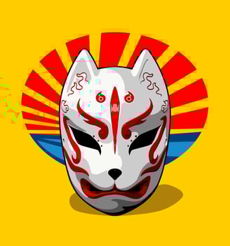 Japanese traditional mask on ... vector