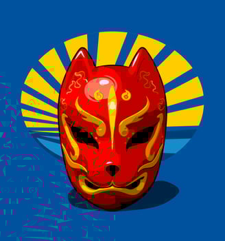 red traditional japanese mask... vector