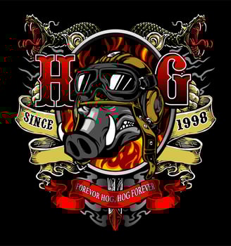 Pig's head flanked by two snake vector