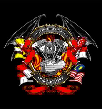 v twin engine in asian flags vector