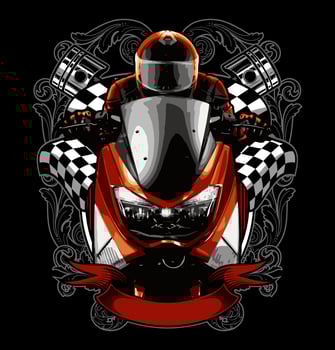 rider with checkered flag and... vector