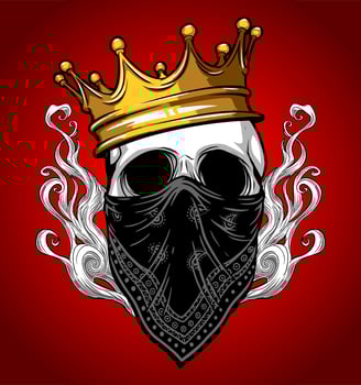 skull wearing bandana vector