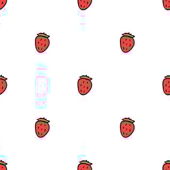 Seamless strawberries pattern. Doodle vector with red strawberries icons. Vintage strawberries pattern