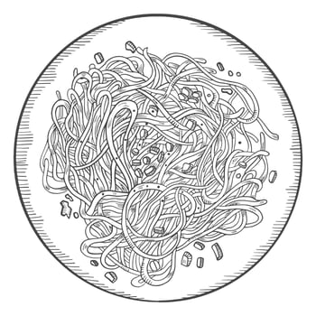 spaghetti carbonara italy or italian cuisine traditional food isolated doodle hand drawn sketch with outline style vector