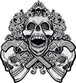 Gothic sign with skull and flowers, grunge vintage design t shirts vector