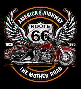 vintage bike and sign route 66 vector
