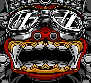 barong bali wearing gray gogg... vector