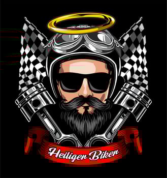biker and piston vector