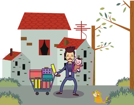 Father Carrying Baby Shopping vector