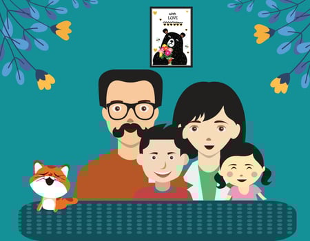 Family with blue background vector