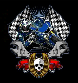 sports motorbike is cornering vector