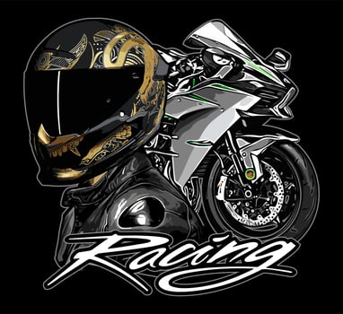 biker with a sport motorbike ... vector