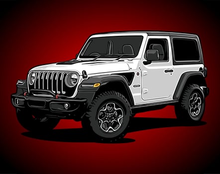 white color suv red background vector