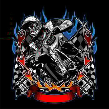 supermoto and piston on blue ... vector