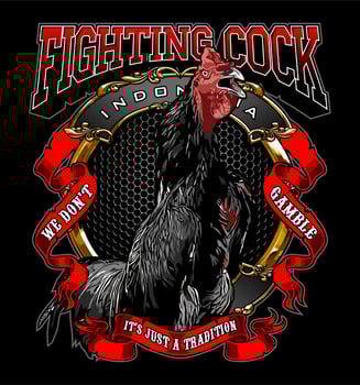 cock fighting and ribbon vector
