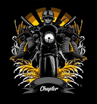 biker riding vintage bike vector