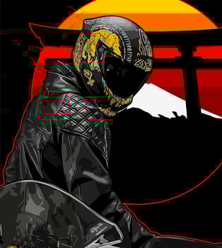 biker on moon background vector