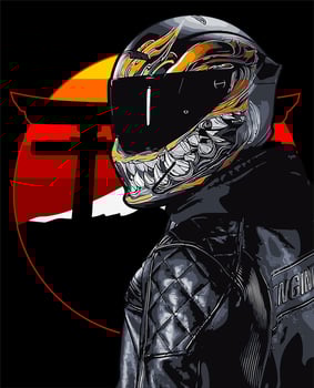 biker in japanese art vector