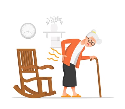 an old woman with back pain vector