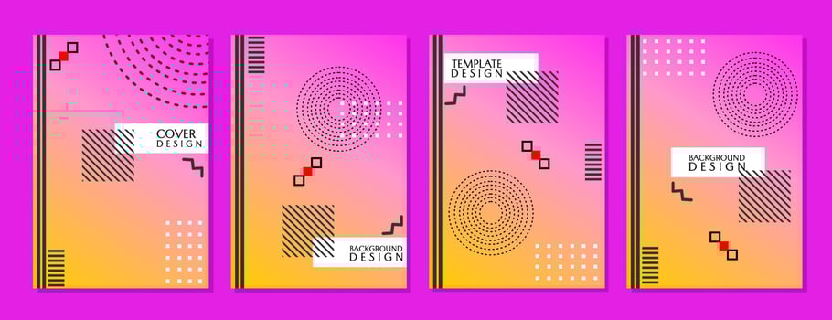 abstract trendy cover set. geometric background with pink gradient color. for book, magazine, brochure design vector