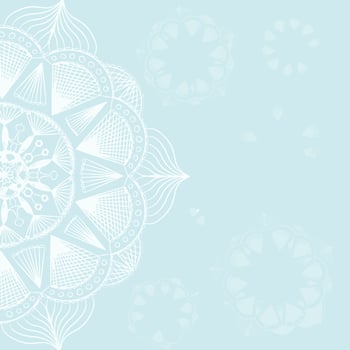 Blue background with lace. White mandala. A pattern for design and creativity. vector