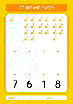 Count and match game with mosque. worksheet for preschool kids, kids activity sheet vector