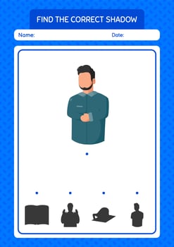 Find the correct shadows game with praying. worksheet for preschool kids, kids activity sheet vector