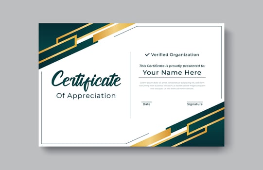 gold certificate appreciation achievement template award achievement clean creative certificate recognition excellence certificate border completion template certificate design template vector