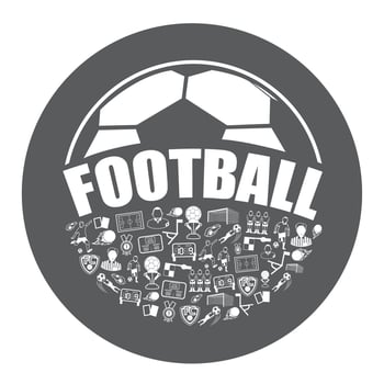 Illustration of black and white Football icons or symbol set.Football learning concept. vector