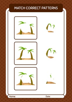 Match pattern game with oasis. worksheet for preschool kids, kids activity sheet vector
