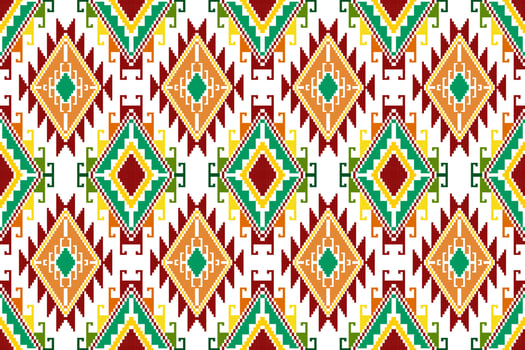 Ikat abstract geometric ethnic textile seamless pattern design. Aztec fabric carpet mandala ornaments textile decorations wallpaper. Tribal boho native turkey textile traditional embroidery vector. vector