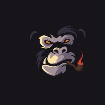 Monkey smoking mascot logo vector