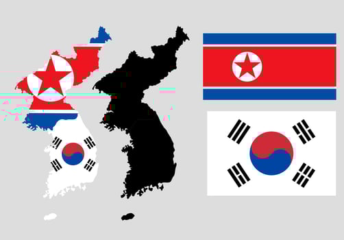 korea map flag icon set vector