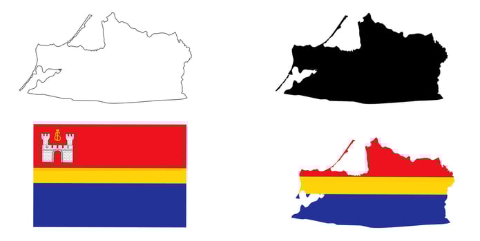 Kaliningrad Oblast map flag icon set vector
